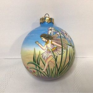 Hand painted whimsical garden fairy Christmas ornament.
